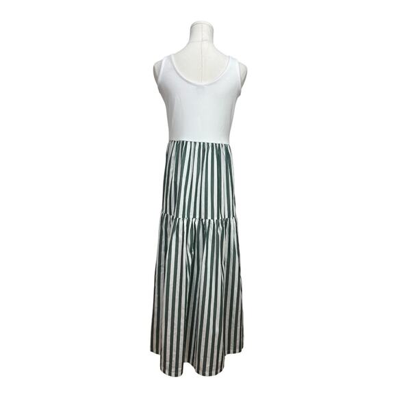 NWT J.Crew Factory Striped Tiered Knit Mixy Midi Dress Size Medium Green White - Picture 4 of 8